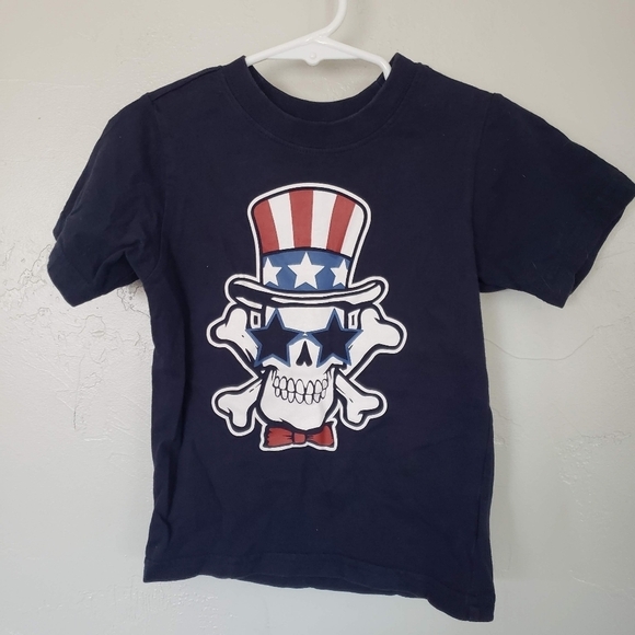The Children's Place Baby Boy 18-24 Months Navy Blue Short Sleeve Shirt Skull - Picture 1 of 4
